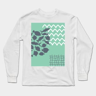 Abstract underwater aquamarine fish world and white waves Long Sleeve T-Shirt